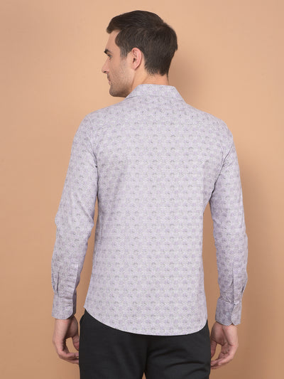 Purple Printed 100% Cotton Shirt-Men Shirts-Crimsoune Club