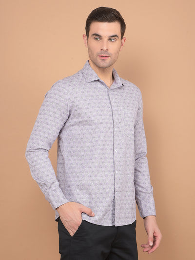 Purple Printed 100% Cotton Shirt-Men Shirts-Crimsoune Club