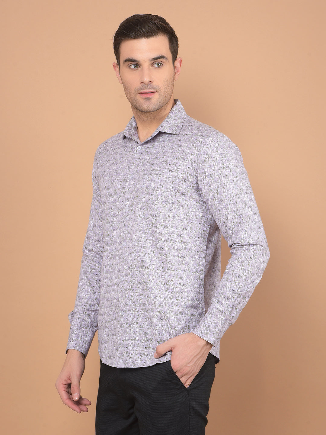 Purple Printed 100% Cotton Shirt-Men Shirts-Crimsoune Club