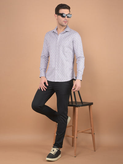 Purple Printed 100% Cotton Shirt-Men Shirts-Crimsoune Club