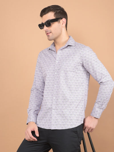 Purple Printed 100% Cotton Shirt-Men Shirts-Crimsoune Club