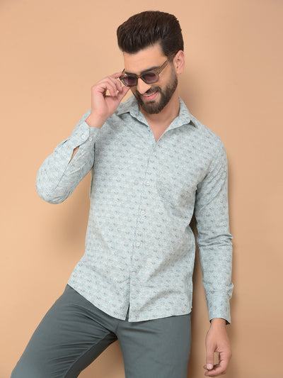 Green Printed Shirt-Men Shirts-Crimsoune Club