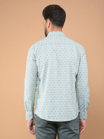 Green Printed Shirt-Men Shirts-Crimsoune Club