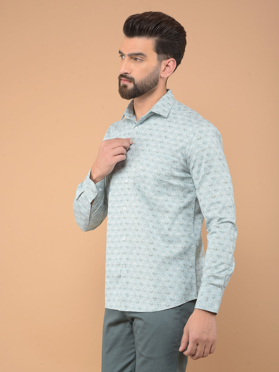 Green Printed Shirt-Men Shirts-Crimsoune Club