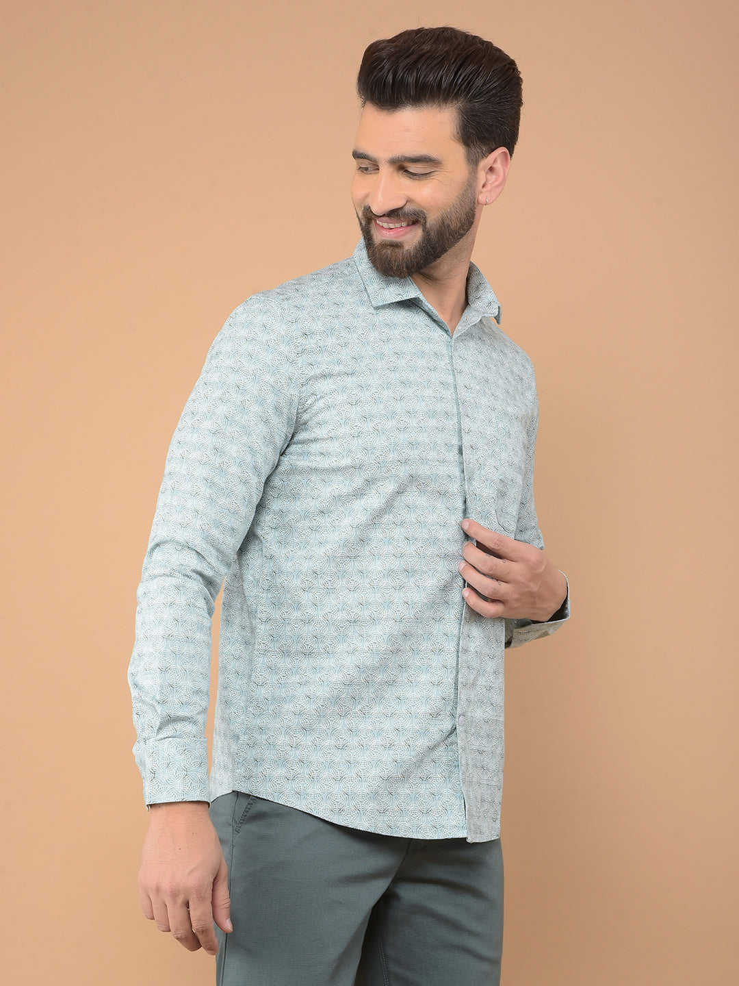 Green Printed Shirt-Men Shirts-Crimsoune Club