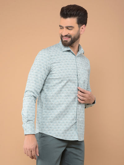 Green Printed Shirt-Men Shirts-Crimsoune Club