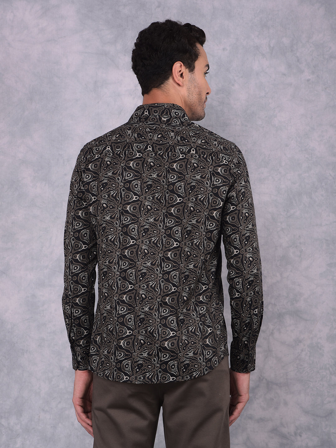 Black Printed Shirt-Men Shirts-Crimsoune Club