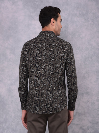 Black Printed Shirt-Men Shirts-Crimsoune Club