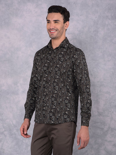 Black Printed Shirt-Men Shirts-Crimsoune Club