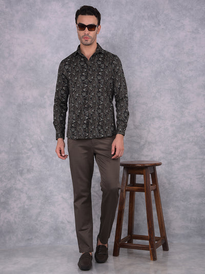 Black Printed Shirt-Men Shirts-Crimsoune Club