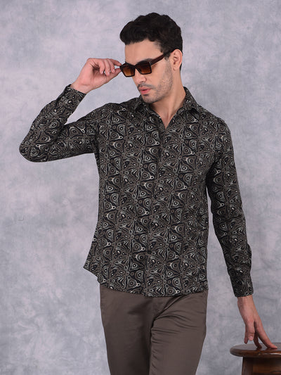 Black Printed Shirt-Men Shirts-Crimsoune Club