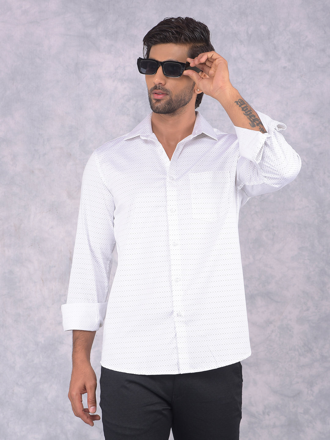 White Printed Shirt-Men Shirts-Crimsoune Club