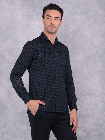 Navy Blue Printed Shirt-Men Shirts-Crimsoune Club