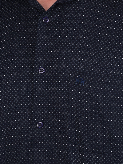 Navy Blue Printed Shirt-Men Shirts-Crimsoune Club