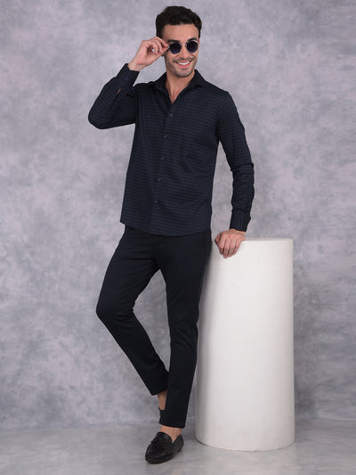 Navy Blue Printed Shirt-Men Shirts-Crimsoune Club