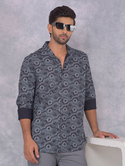 Blue Printed Shirt-Men Shirts-Crimsoune Club