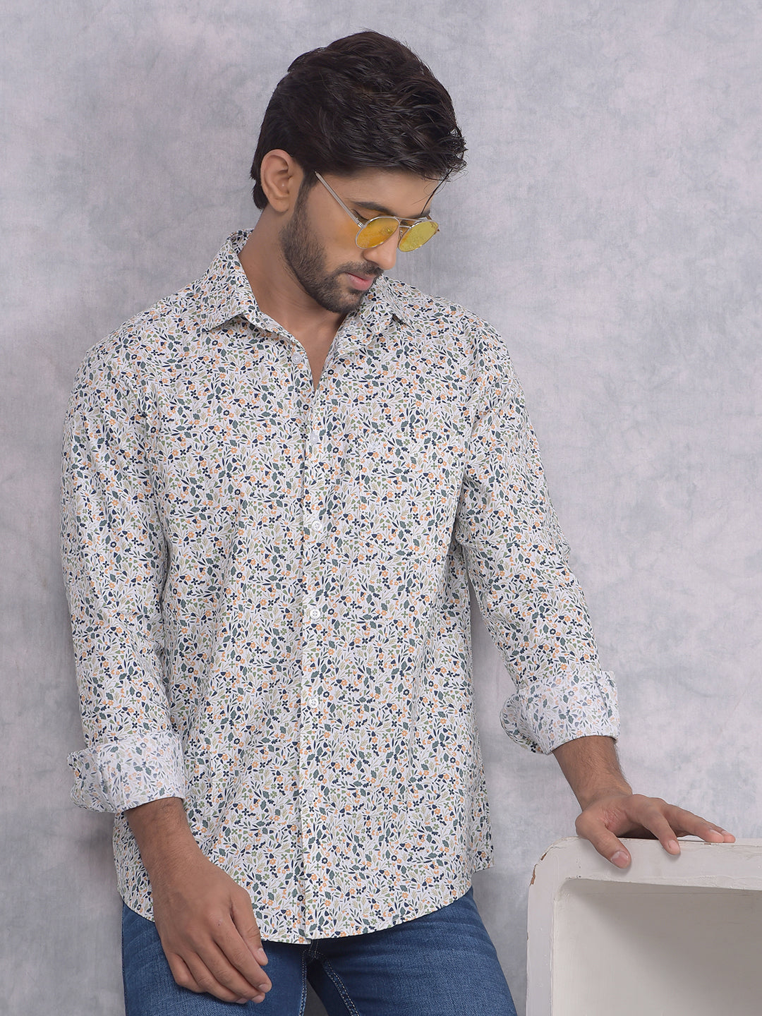 Multi-Color Floral Print Shirt-Men Shirts-Crimsoune Club