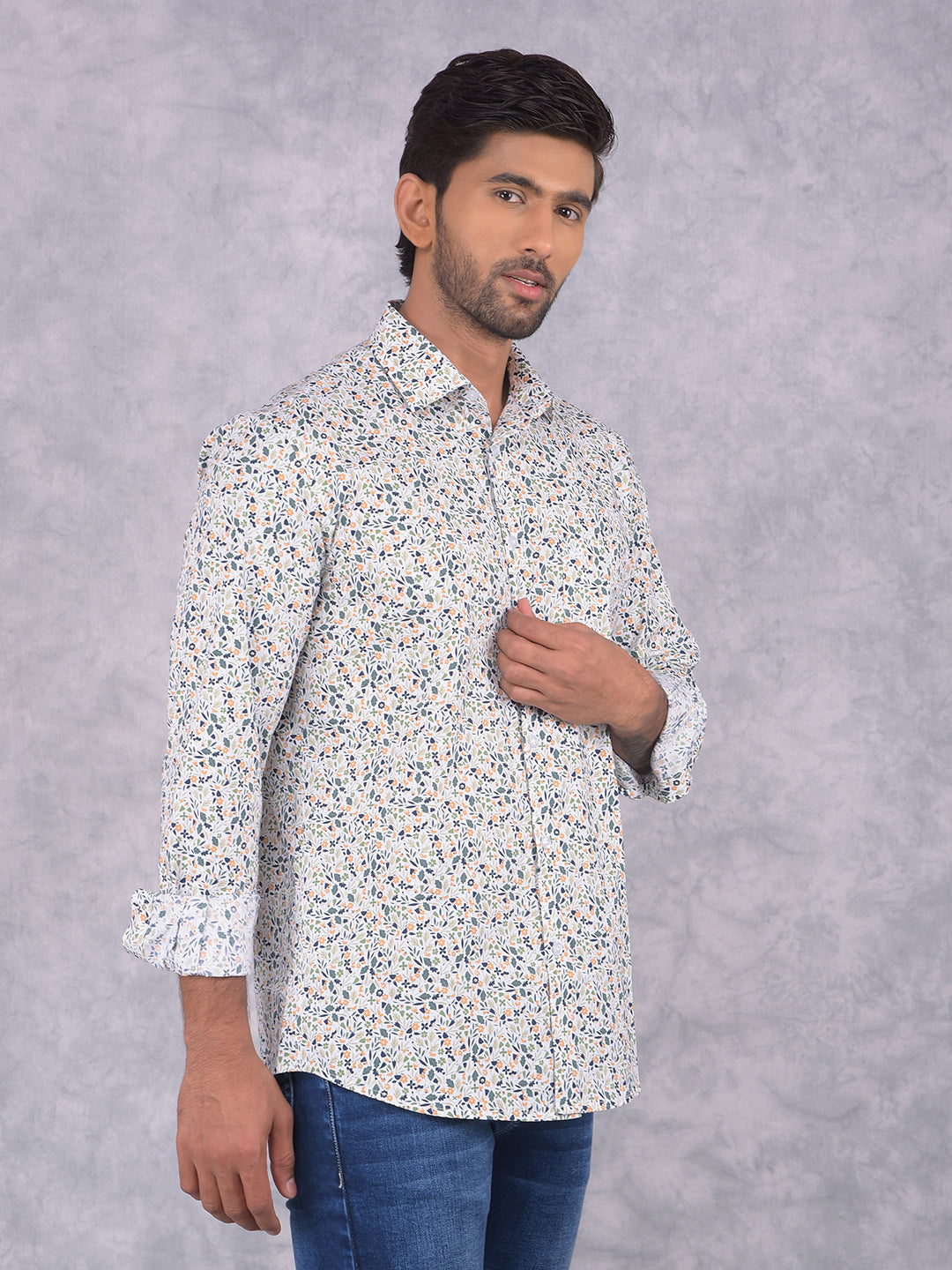 Multi-Color Floral Print Shirt-Men Shirts-Crimsoune Club