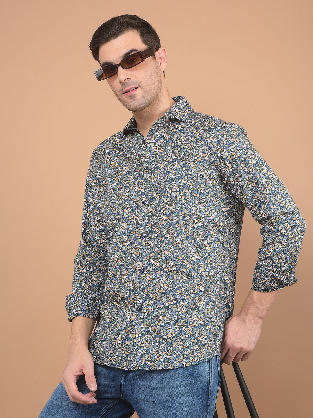 Multi-Color Floral Print Shirt-Men Shirts-Crimsoune Club