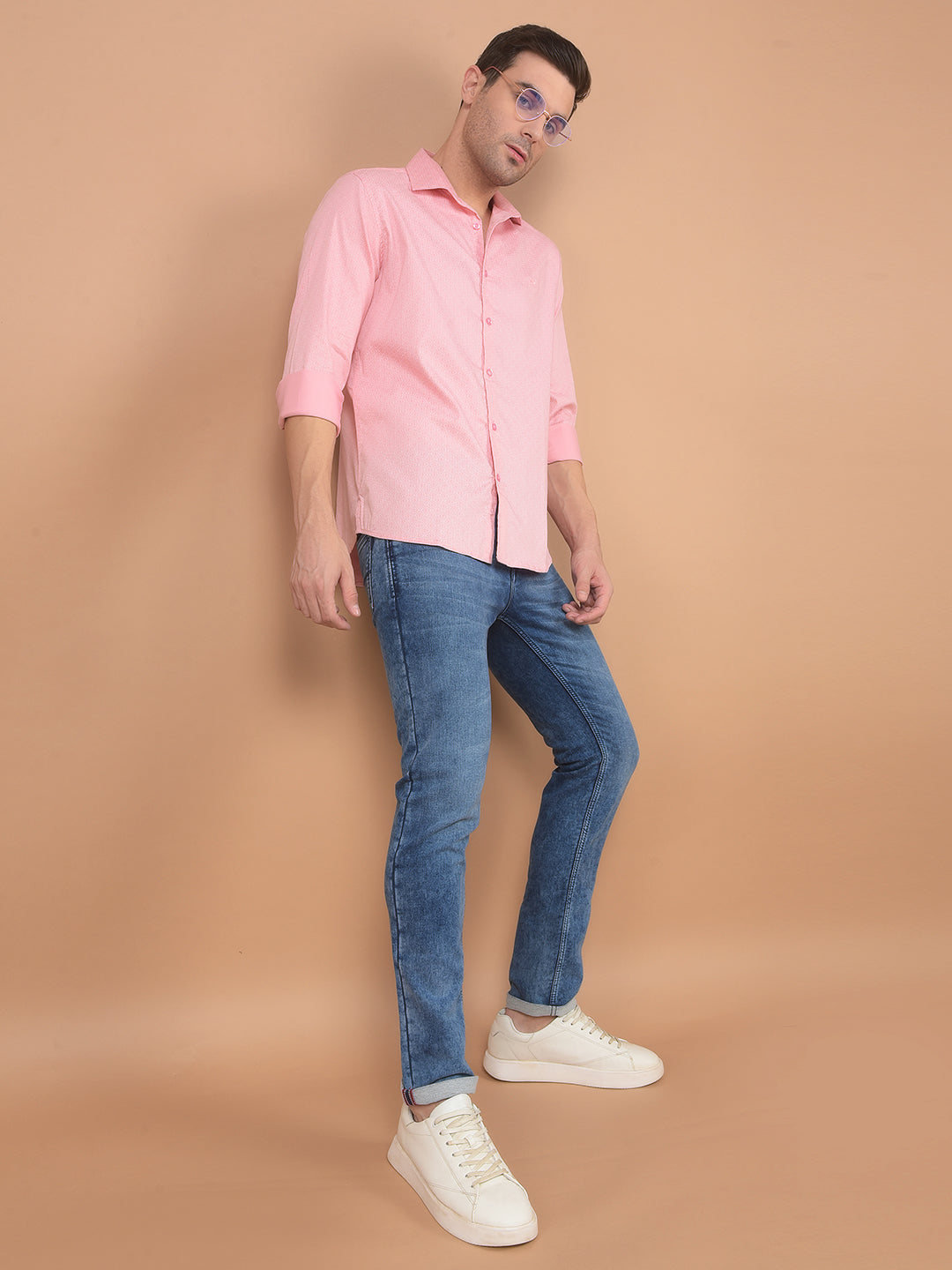 Pink Printed Shirt-Men Shirts-Crimsoune Club