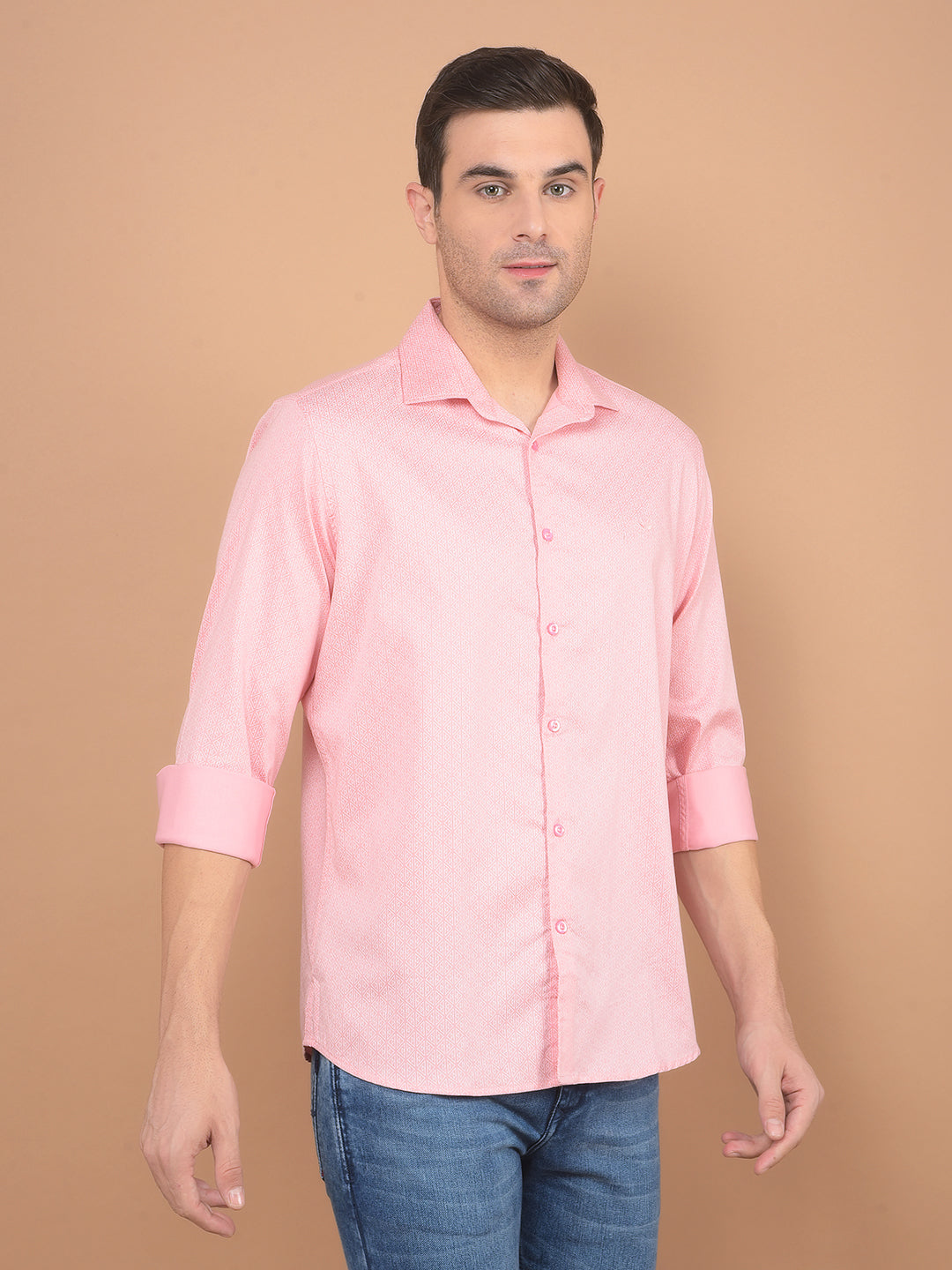 Pink Printed Shirt-Men Shirts-Crimsoune Club