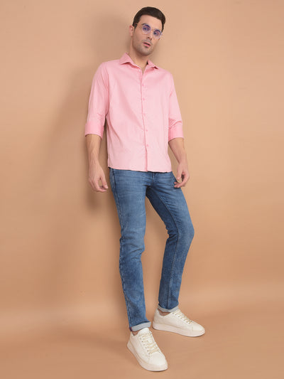 Pink Printed Shirt-Men Shirts-Crimsoune Club