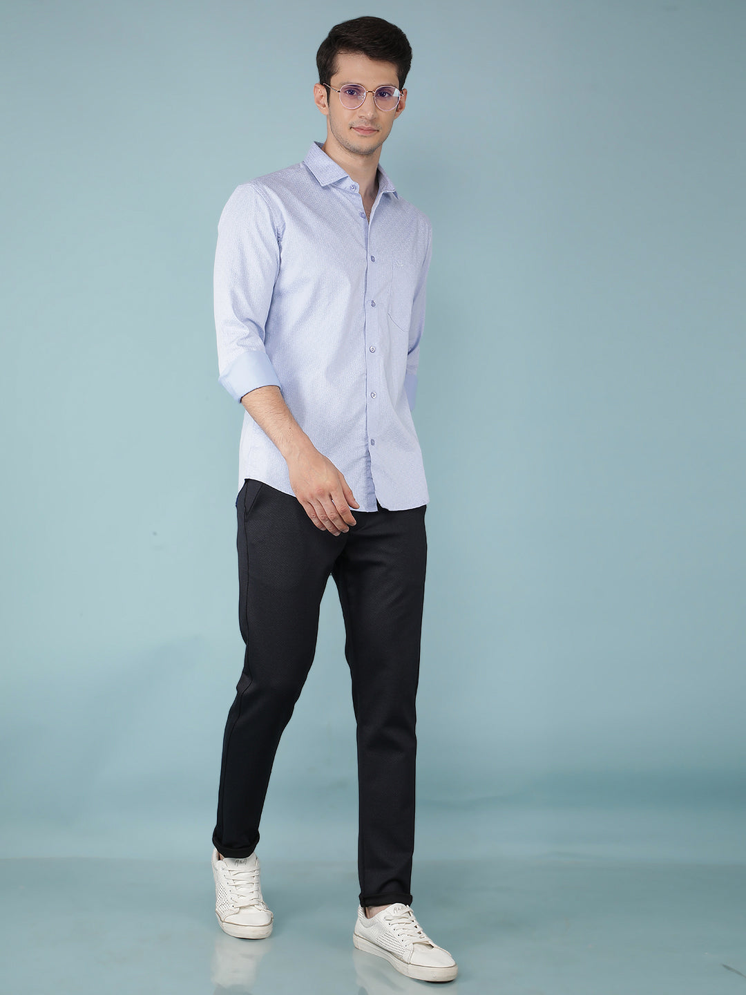 Blue Printed Shirt-Men Shirts-Crimsoune Club