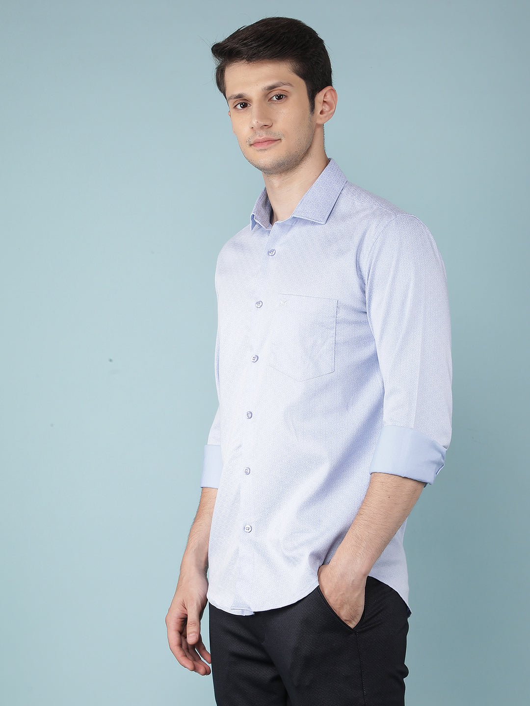 Blue Printed Shirt-Men Shirts-Crimsoune Club