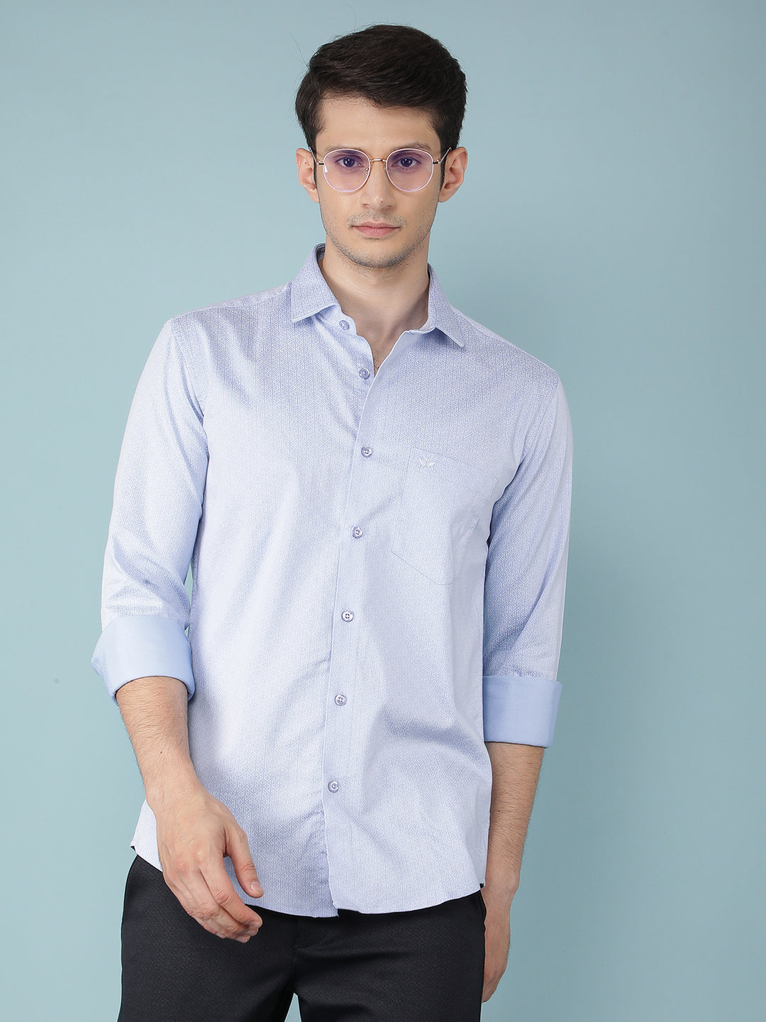 Blue Printed Shirt-Men Shirts-Crimsoune Club