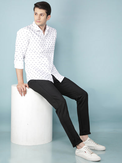 White Floral Print Shirt-Men Shirts-Crimsoune Club