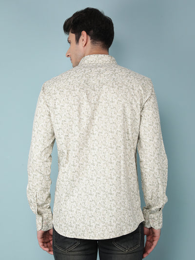 Green Floral Print Shirt-Men Shirts-Crimsoune Club