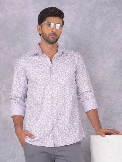 Purple Floral Print Shirt-Men Shirts-Crimsoune Club