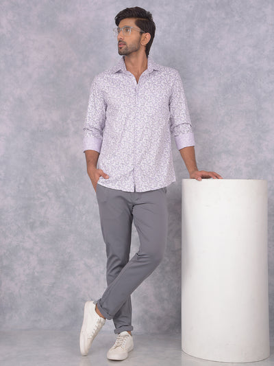 Purple Floral Print Shirt-Men Shirts-Crimsoune Club