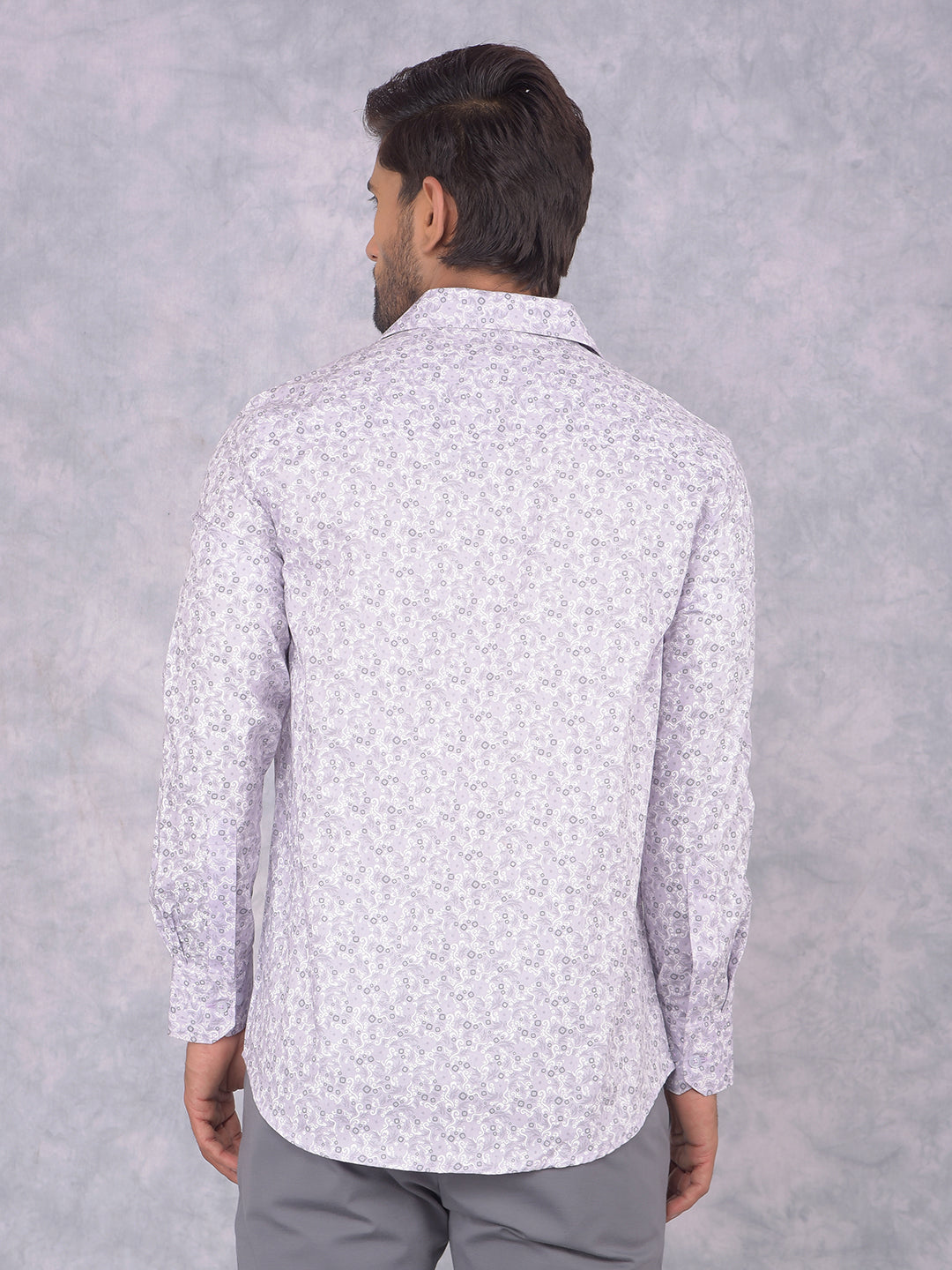 Purple Floral Print Shirt-Men Shirts-Crimsoune Club