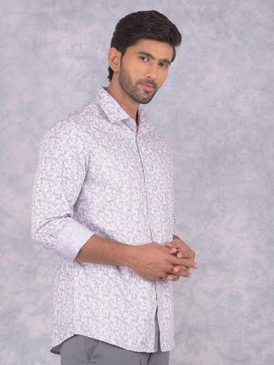 Purple Floral Print Shirt-Men Shirts-Crimsoune Club