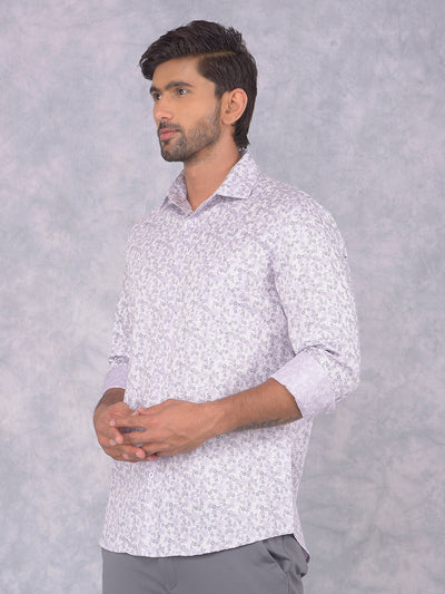 Purple Floral Print Shirt-Men Shirts-Crimsoune Club