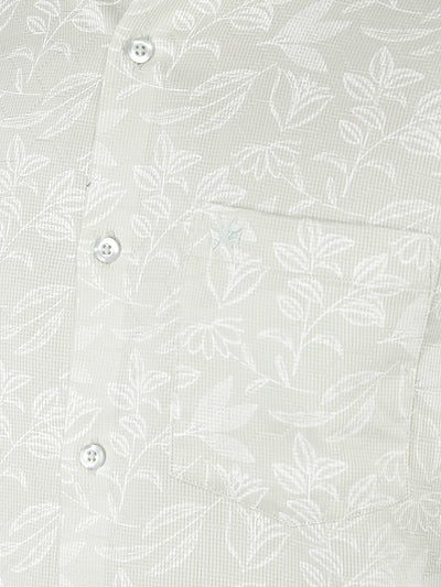 Green Floral Print 100% Cotton Shirt-Men Shirts-Crimsoune Club