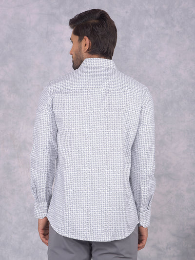 Grey Printed 100% Cotton Shirt-Men Shirts-Crimsoune Club