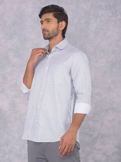 Grey Printed 100% Cotton Shirt-Men Shirts-Crimsoune Club