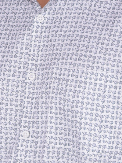 Grey Printed 100% Cotton Shirt-Men Shirts-Crimsoune Club