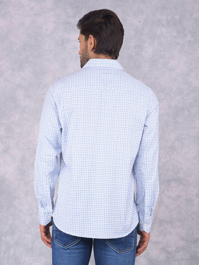 Blue Printed 100% Cotton Shirt-Men Shirts-Crimsoune Club