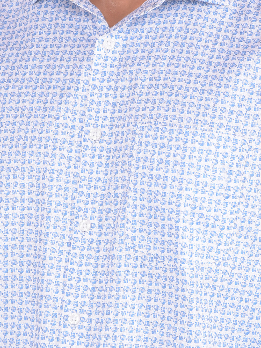 Blue Printed 100% Cotton Shirt-Men Shirts-Crimsoune Club