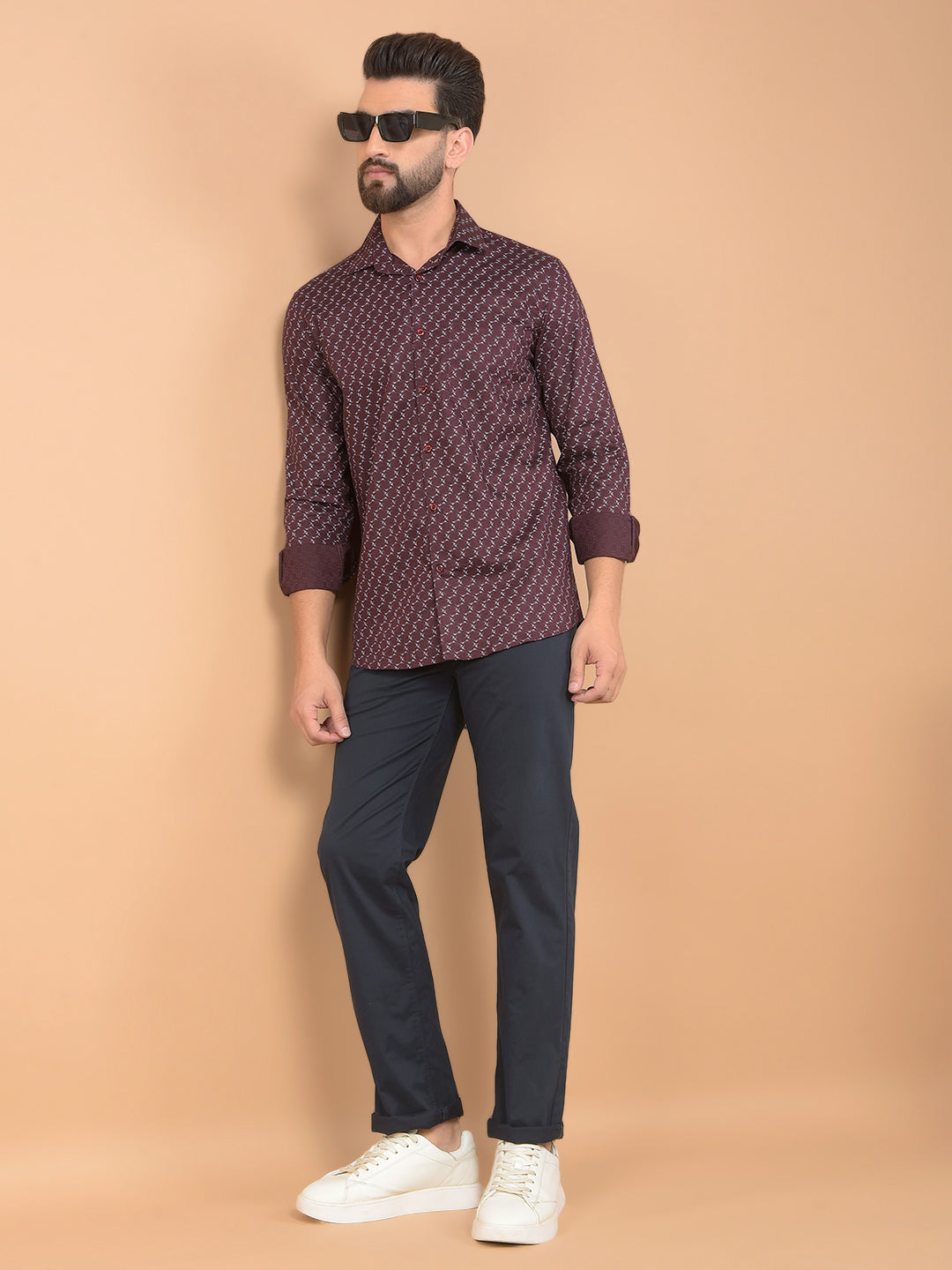 Wine Printed Shirt-Men Shirts-Crimsoune Club