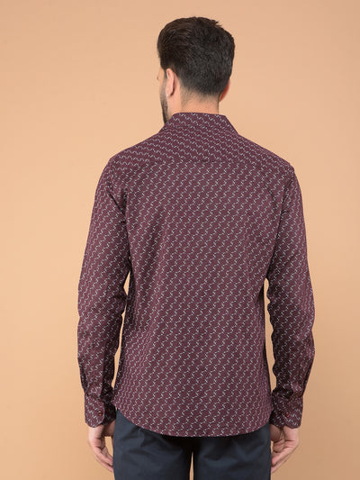 Wine Printed Shirt-Men Shirts-Crimsoune Club