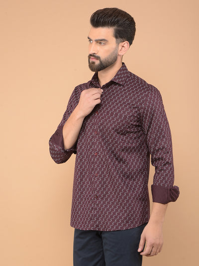 Wine Printed Shirt-Men Shirts-Crimsoune Club