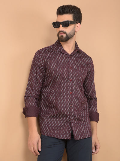 Wine Printed Shirt-Men Shirts-Crimsoune Club