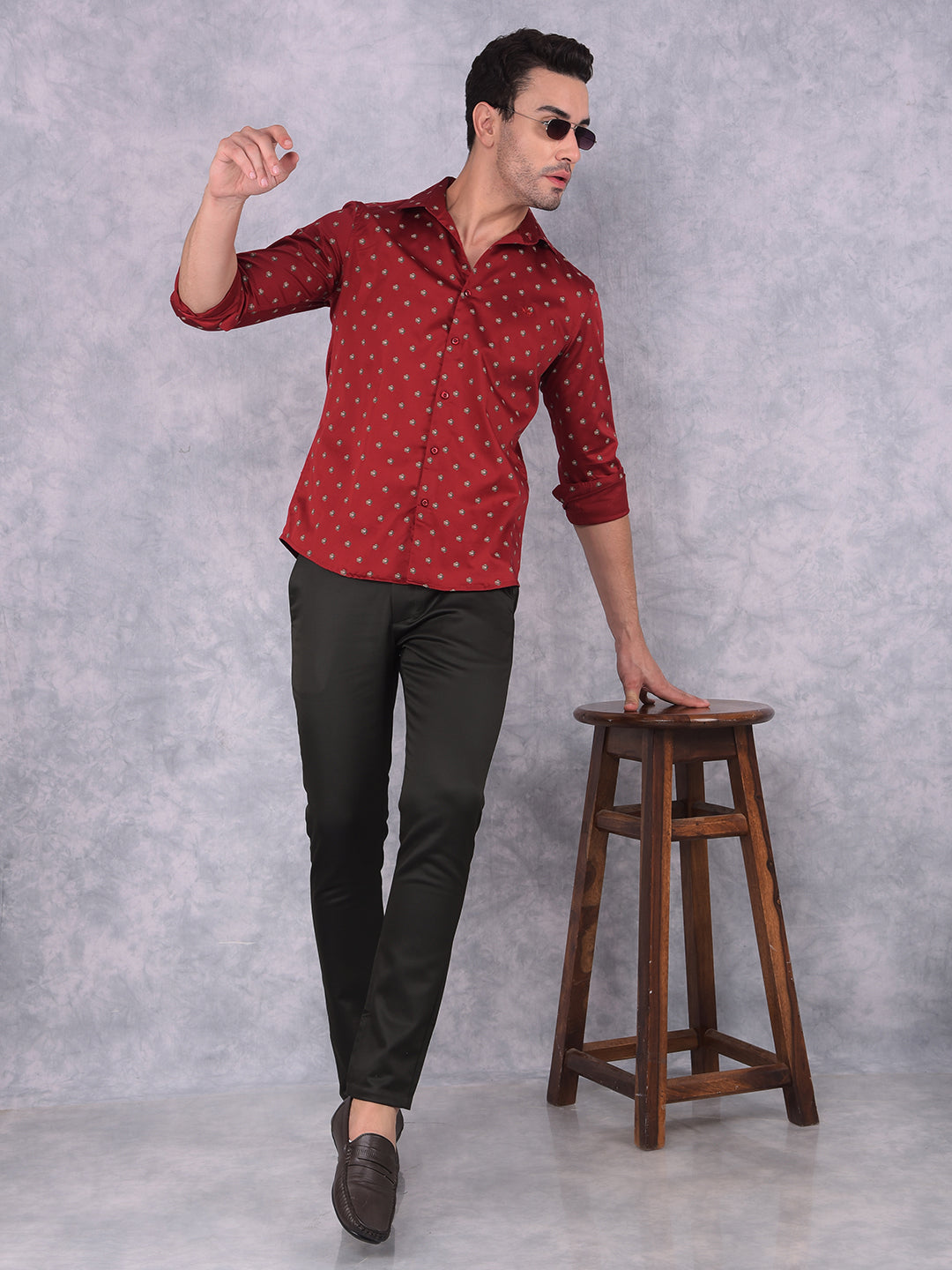 Red Floral Print Shirt-Men Shirts-Crimsoune Club