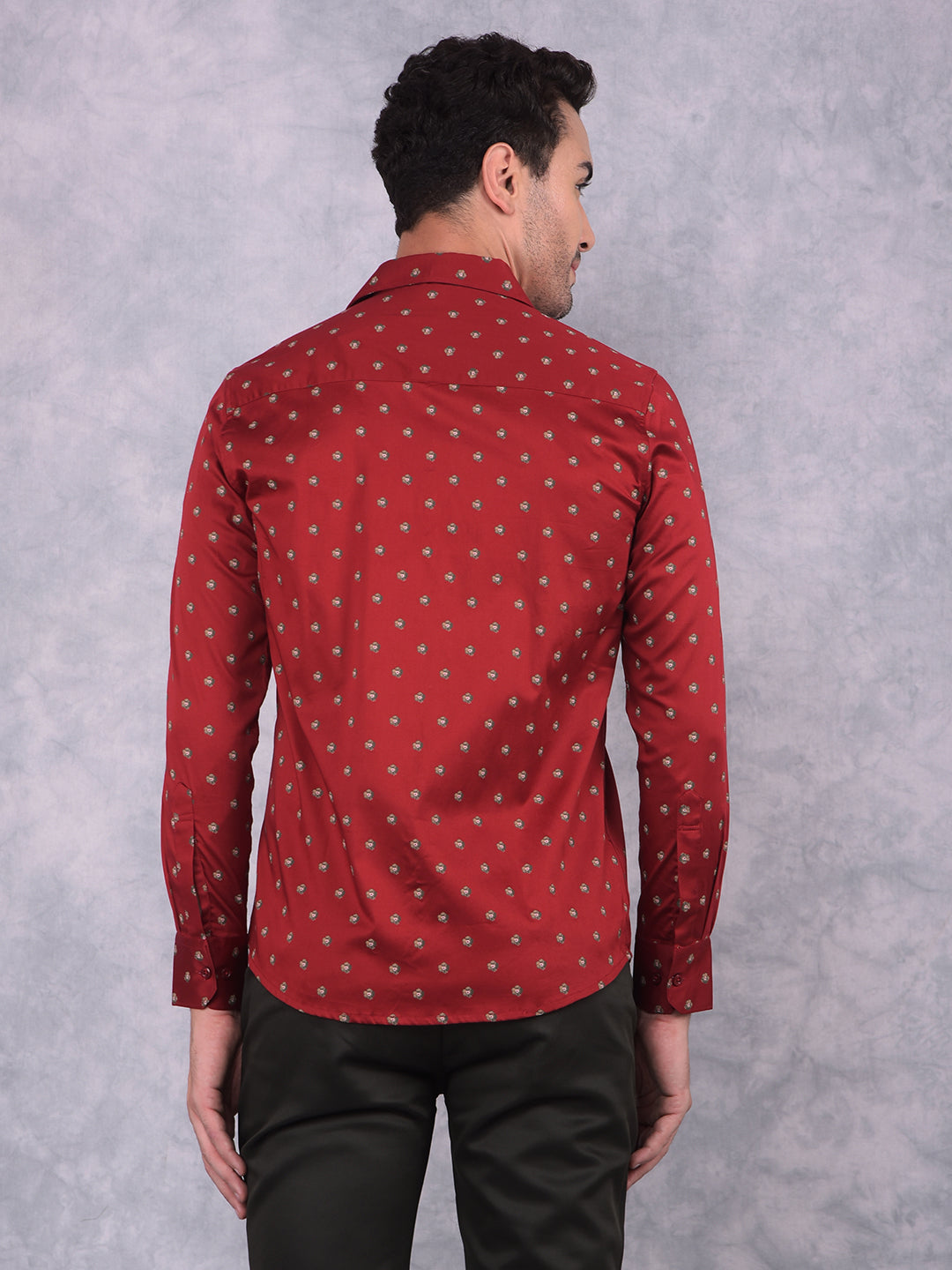 Red Floral Print Shirt-Men Shirts-Crimsoune Club