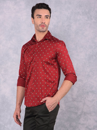 Red Floral Print Shirt-Men Shirts-Crimsoune Club