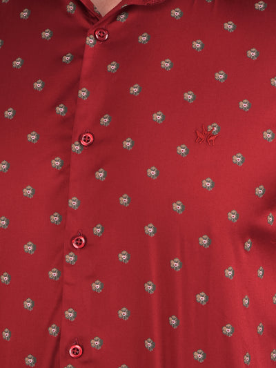 Red Floral Print Shirt-Men Shirts-Crimsoune Club